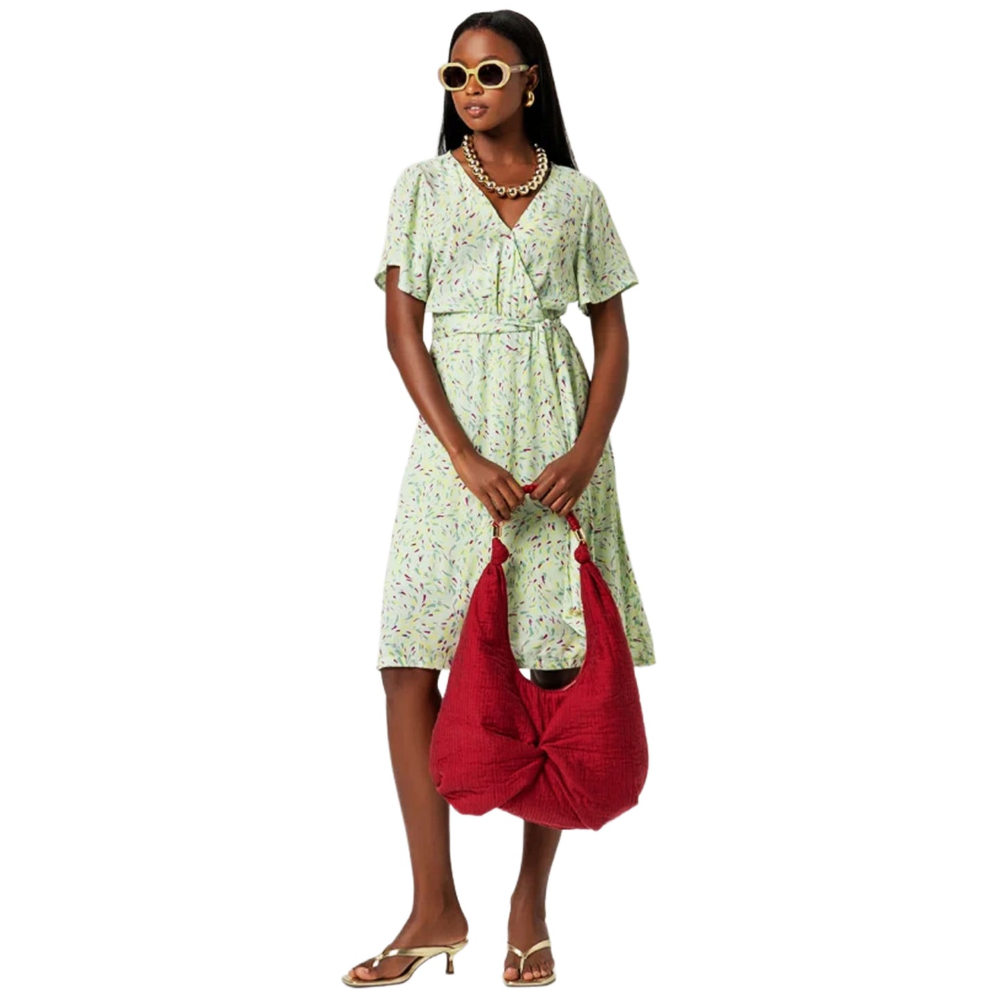 SURKANA Vestito midi incrociato Verde Polvere-SURKANA-VIALESCARPE