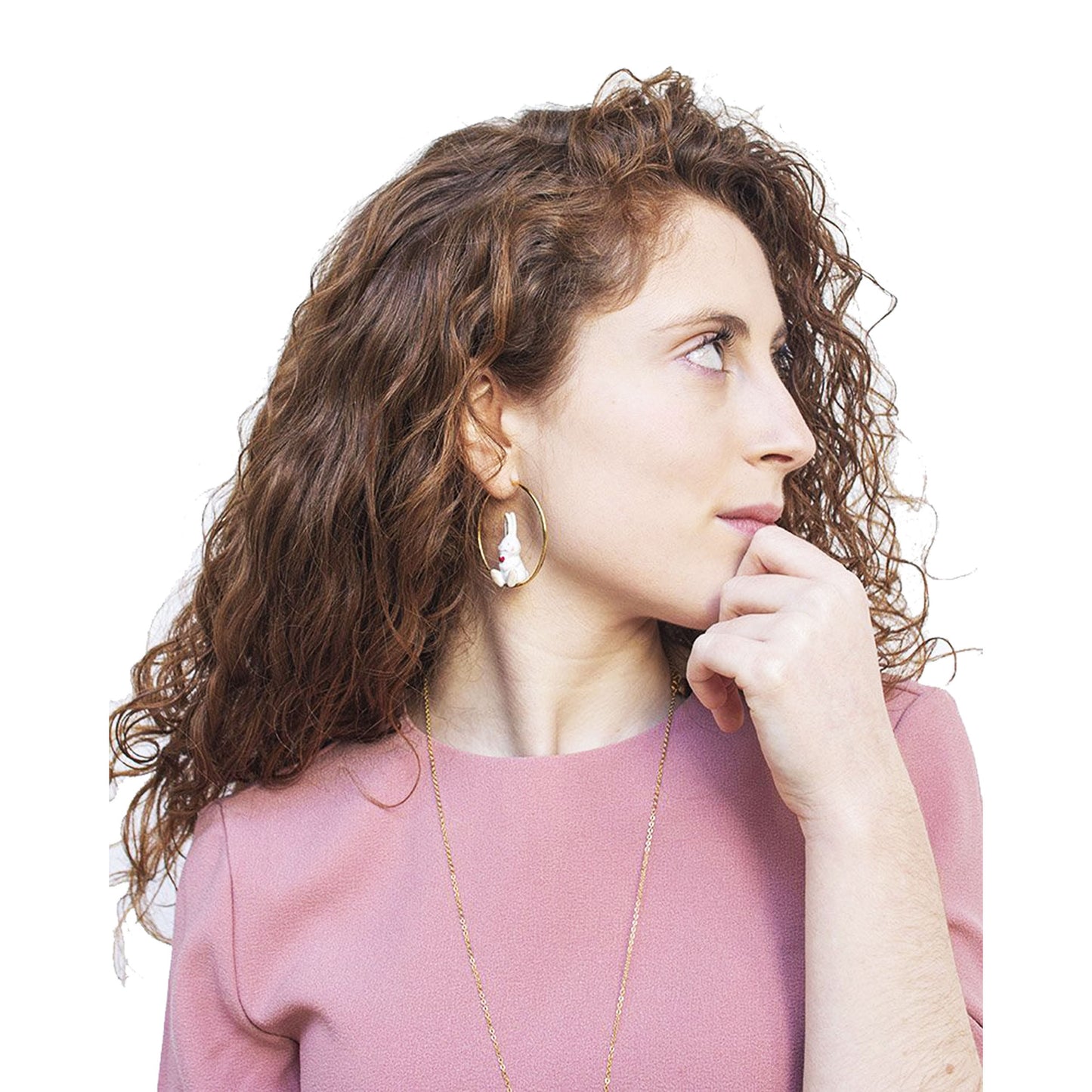 Orecchini pendenti cerchio coniglietto 3D-MANITAS DE PLATA-VIALESCARPE