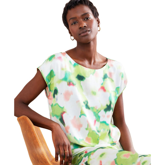 SURKANA - Blusa satinata con scollo a barchetta, manica corta-SURKANA-VIALESCARPE