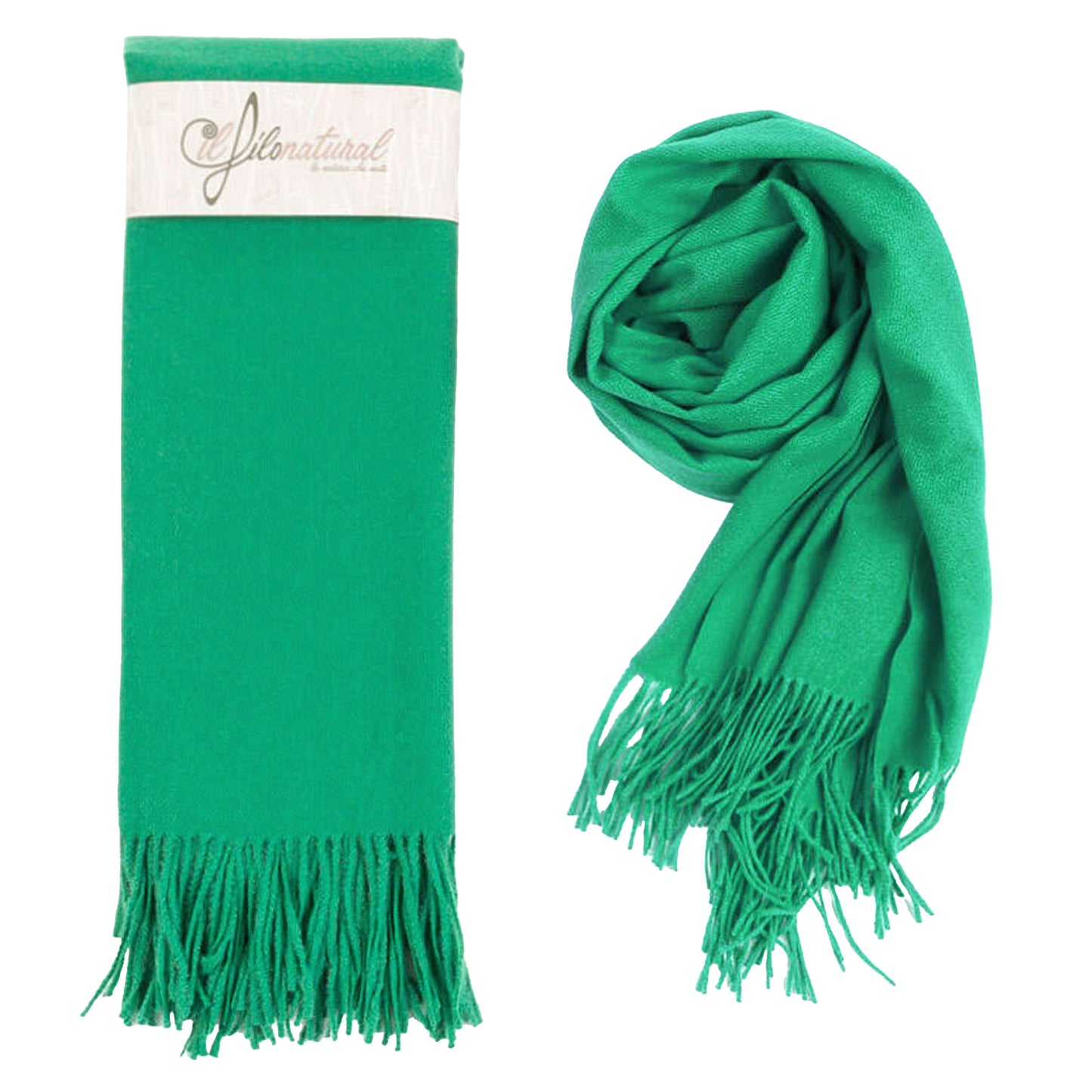 Scialle Pashmina Stola Classica Frange Verde Prato-GliARTiCOLiIL-VIALESCARPE