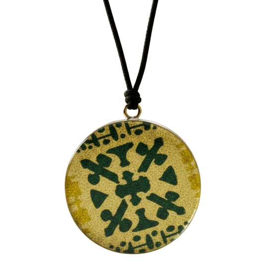 SURKANA Collana con medaglione mandala verde-bianco
