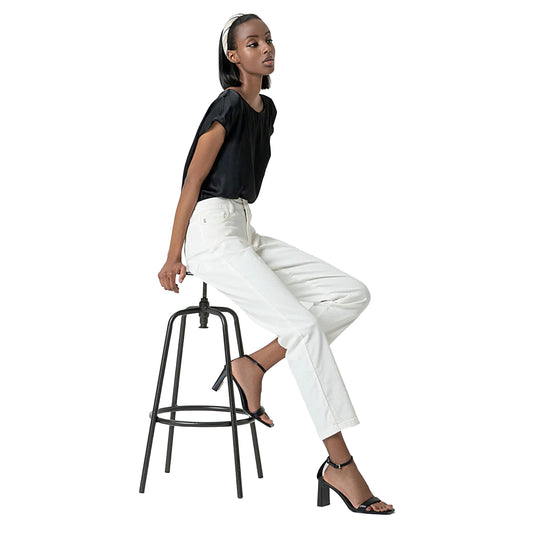 SURKANA - Maglietta satinata con scollo a barchetta senza maniche-SURKANA-VIALESCARPE