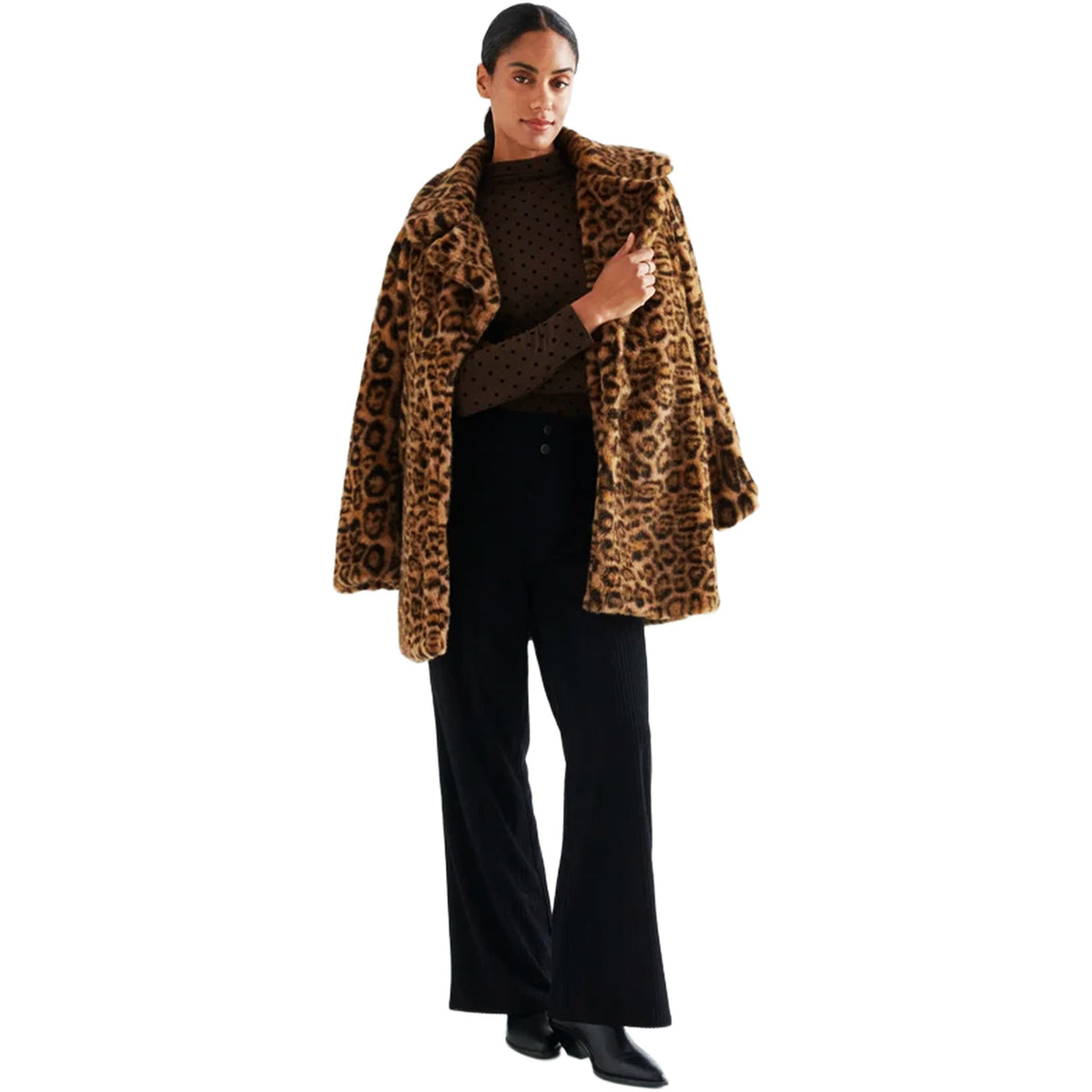 COMPAÑÍA FANTÁSTICA Maglia marrone a mini pois neri con collo altoCOMPAÑÍA FANTÁSTICA Maglia marrone a mini pois neri con collo alto