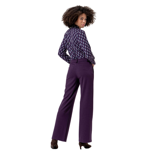 SURKANA Pantalone Dritto in Maglia con Risvolto Viola-SURKANA-VIALESCARPE