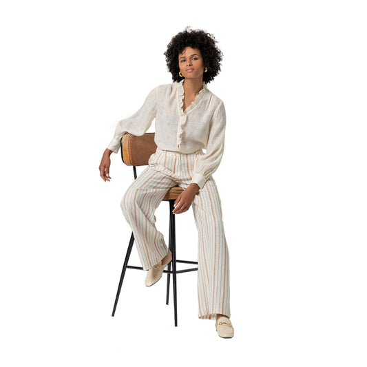 SURKANA Pantaloni Larghi a Righe Panna