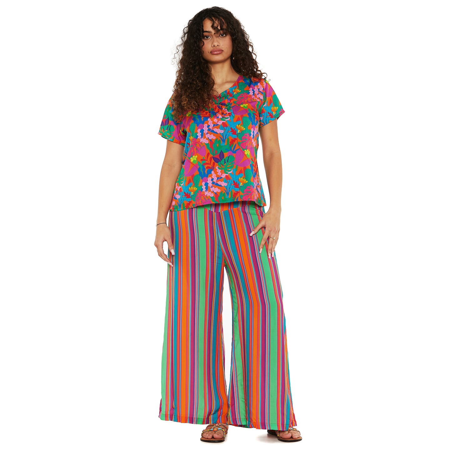 Pantaloni larghi HAPPY BABA Underwater Stripes