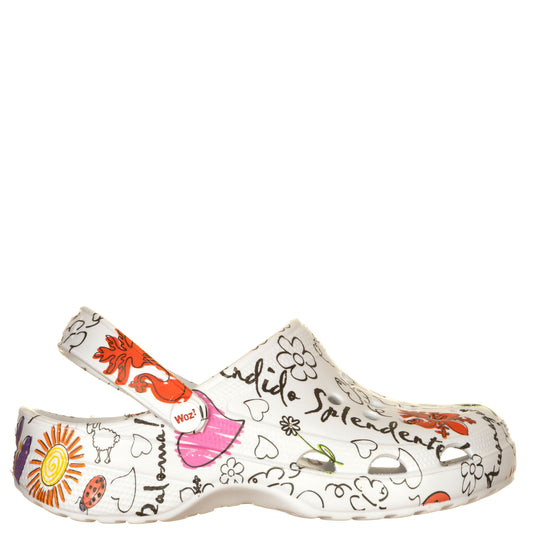 WOZ? Sabot Cheese Donna Bianco con Scritte multicolor