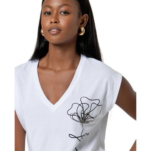SURKANA T-shirt Senza Maniche con Scollo a V Bianco