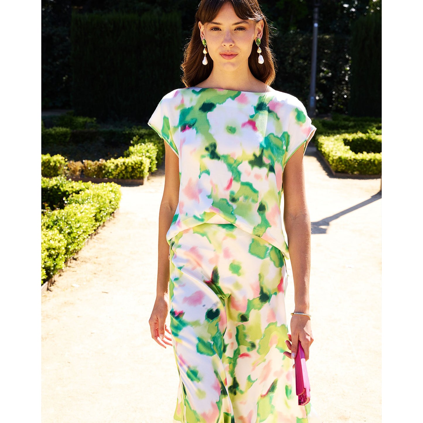 SURKANA - Gonna midi satinata stampata-SURKANA-VIALESCARPE