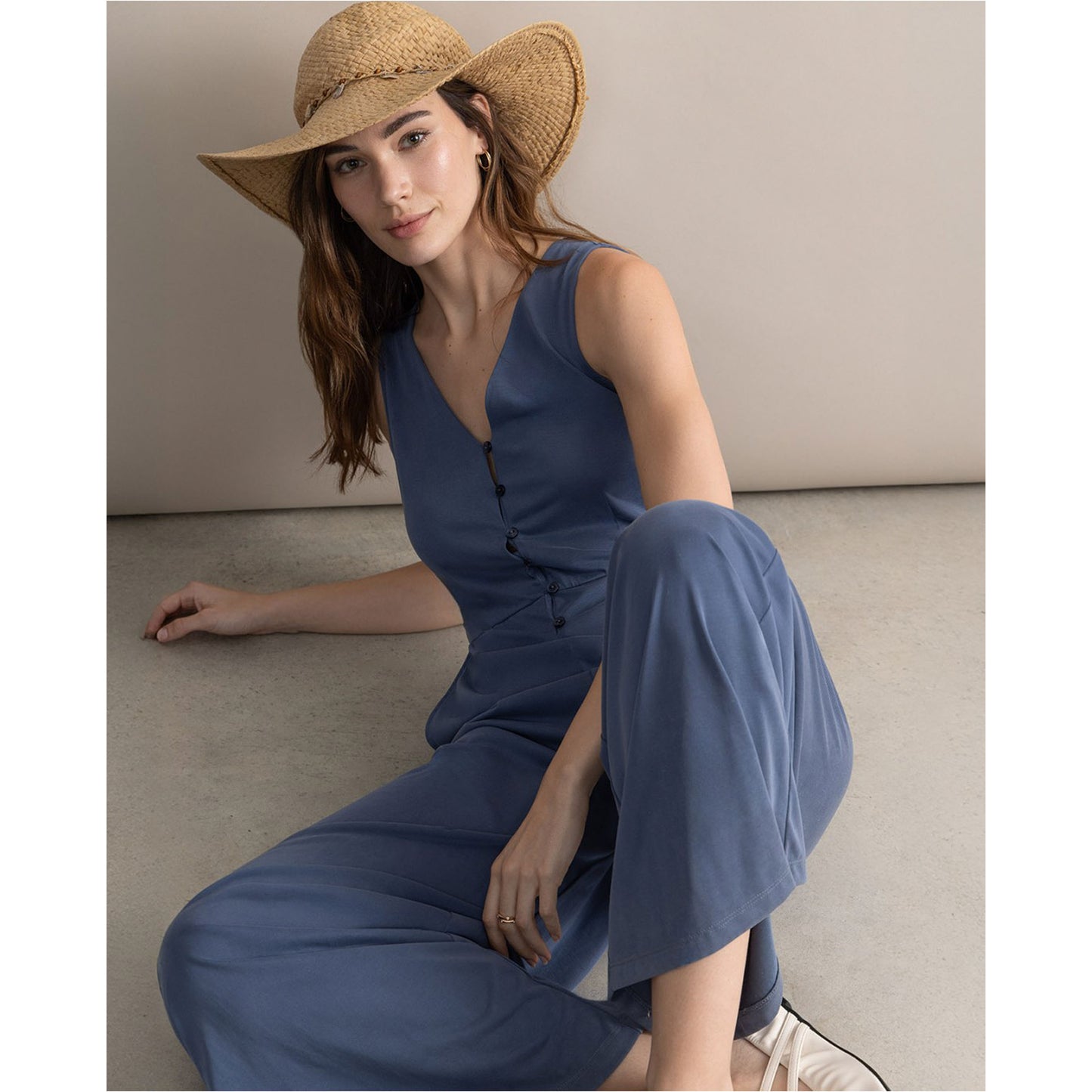 SURKANA - Tuta intera elasticizzata senza spalline, con bottoni-SURKANA-VIALESCARPE