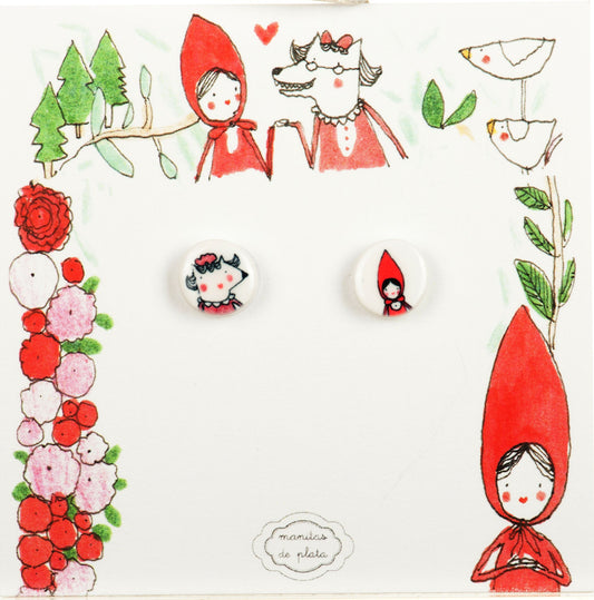 Mini-Orecchini a lobo Cappuccetto Rosso-MANITAS DE PLATA-VIALESCARPE