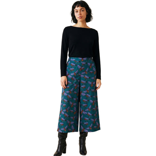 PEPALOVES Pantaloni cropped Bees teal