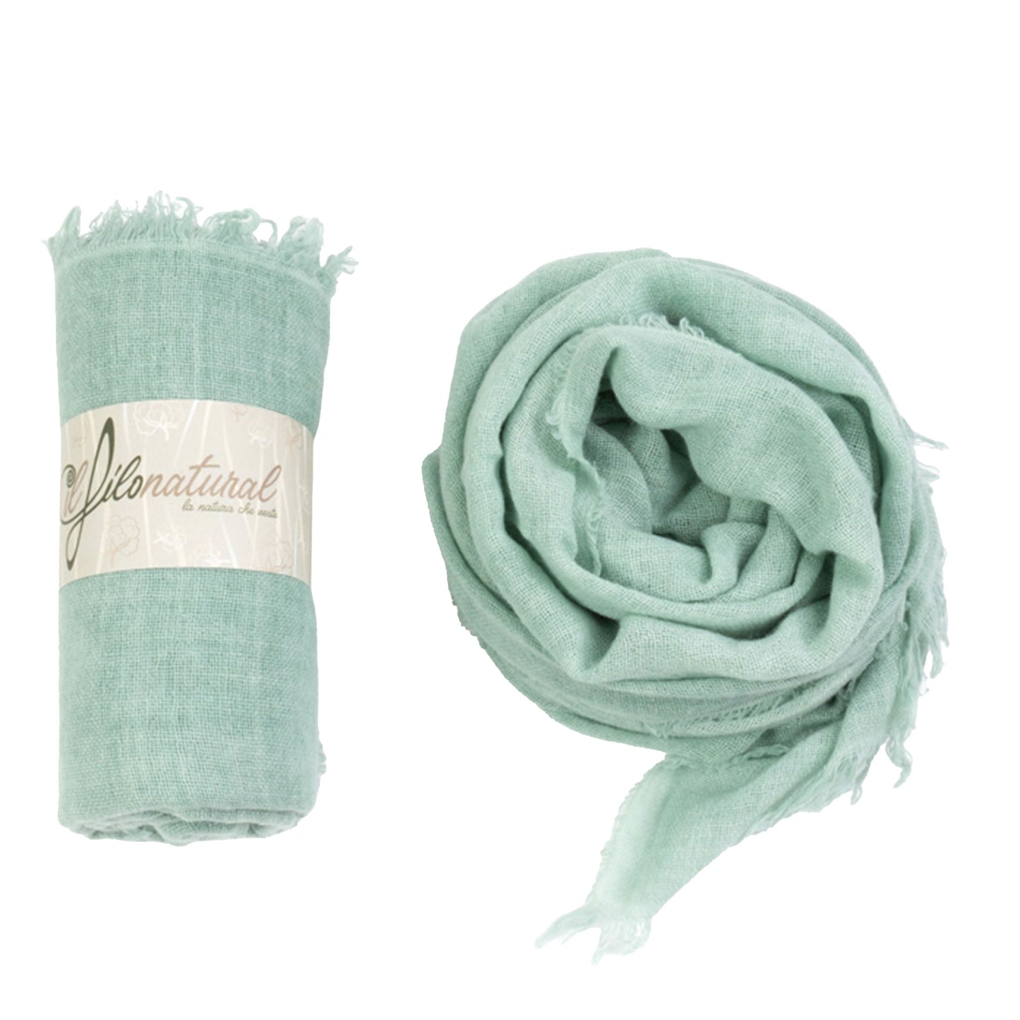 Scialle Foulard Il FiloNatural Lana Viscosa Verde Vintage-GliARTiCOLiIL-VIALESCARPE