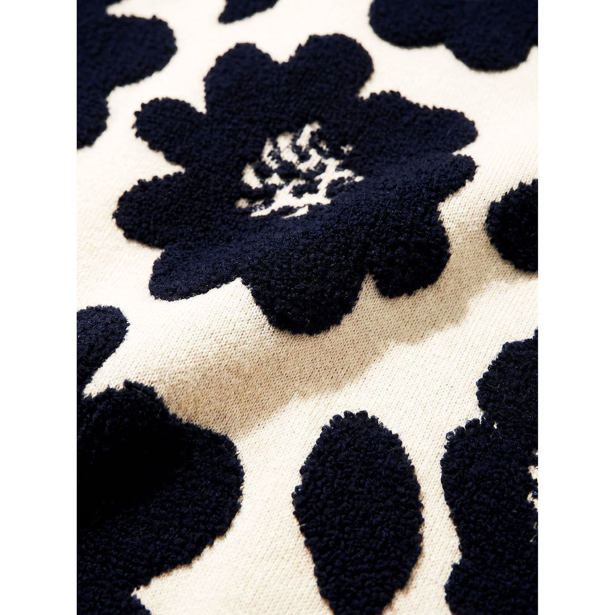 PEPALOVES Abito in Maglia Jacquard Floreale Beige e Nero
