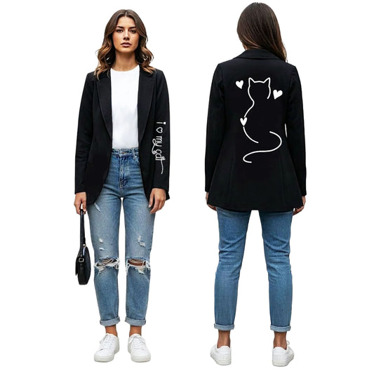 ROXAPAJ Giacca Nera I Love my Cat