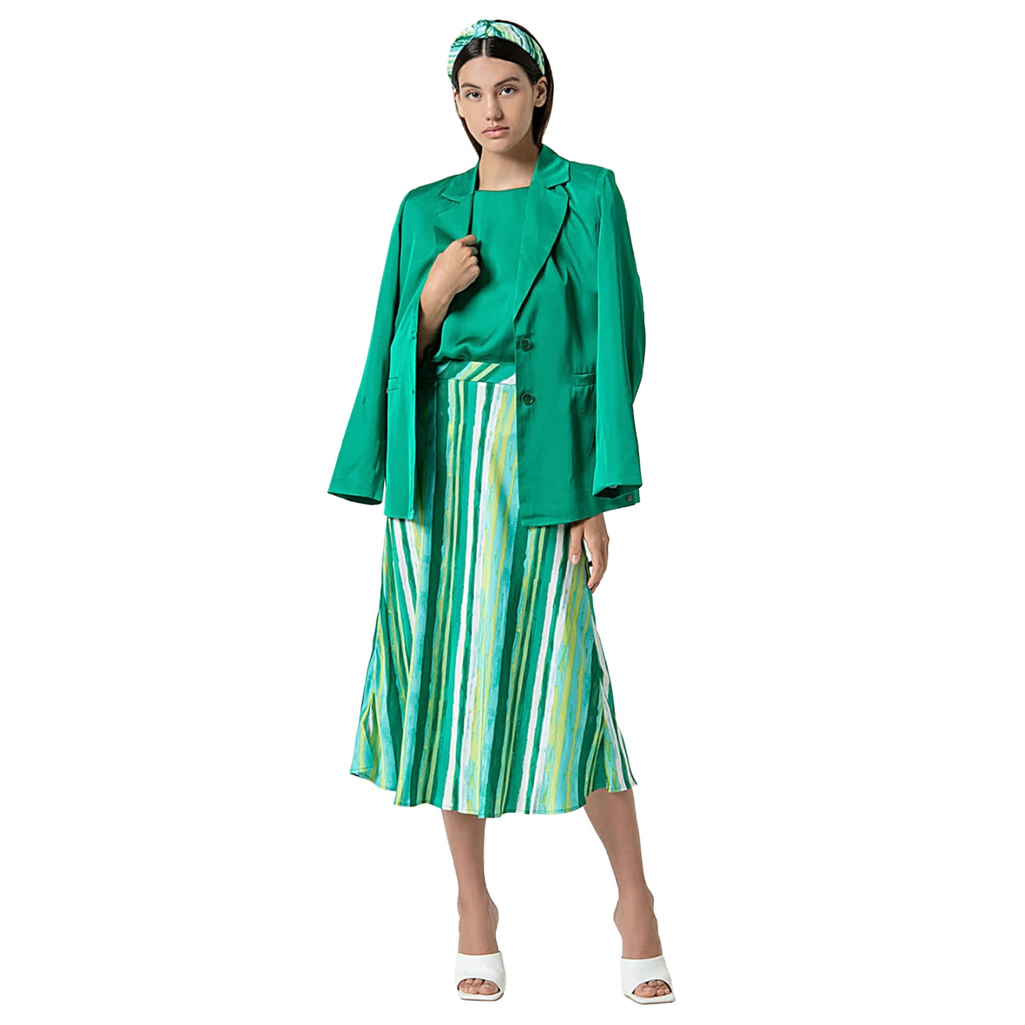 SURKANA - Maglietta satinata con scollo a barchetta senza maniche-SURKANA-VIALESCARPE