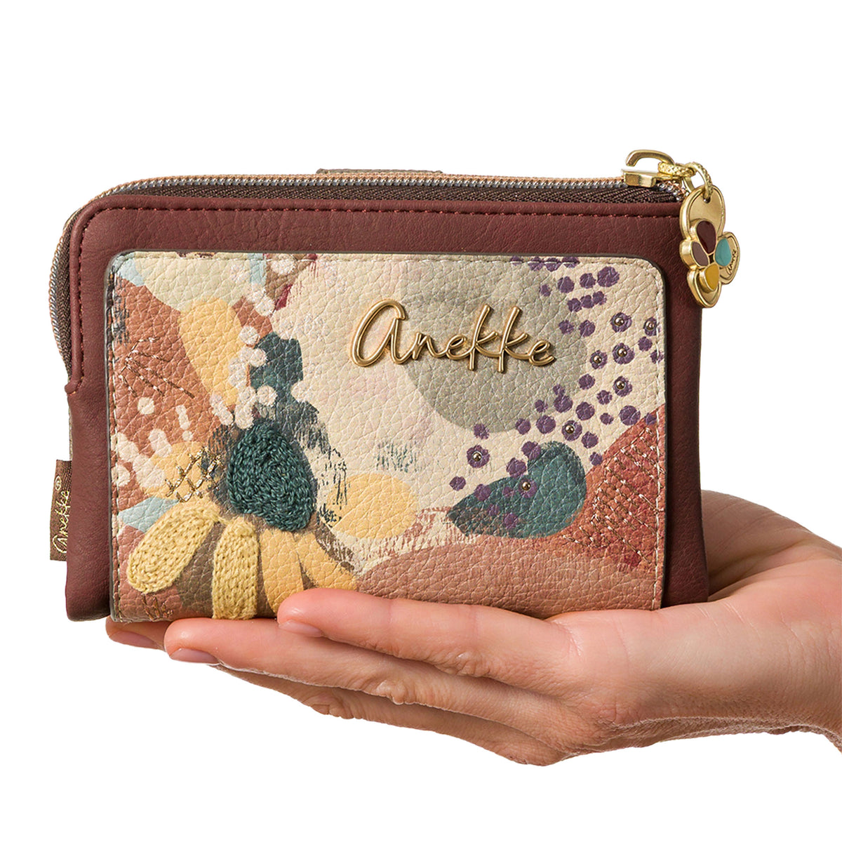 ANEKKE Portafoglio Medio Flessibile RFID Blossom