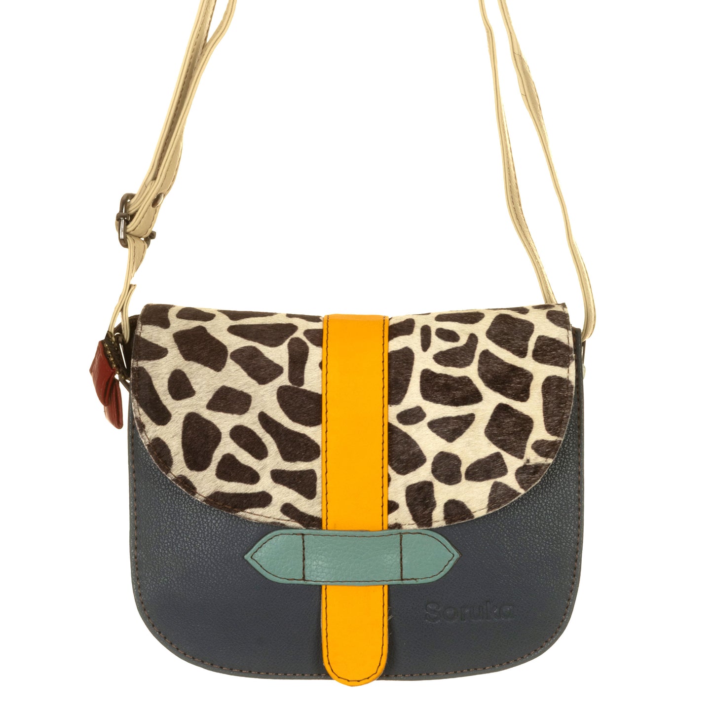 Borsa ALBA reversibile Grigio, Ottanio, Maculato-Blu, Giraffa, Giallo