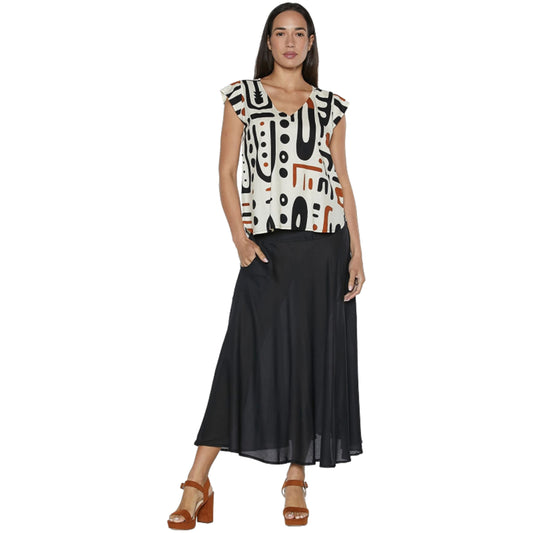 BABA DESIGN Gonna VISCOSE FLARE Nero