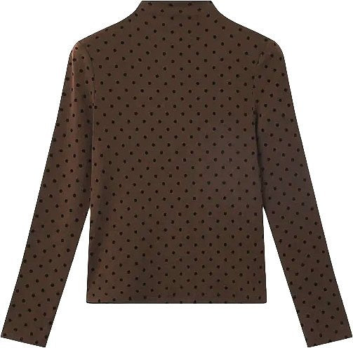 COMPAÑÍA FANTÁSTICA Maglia marrone a mini pois neri con collo altoCOMPAÑÍA FANTÁSTICA Maglia marrone a mini pois neri con collo alto