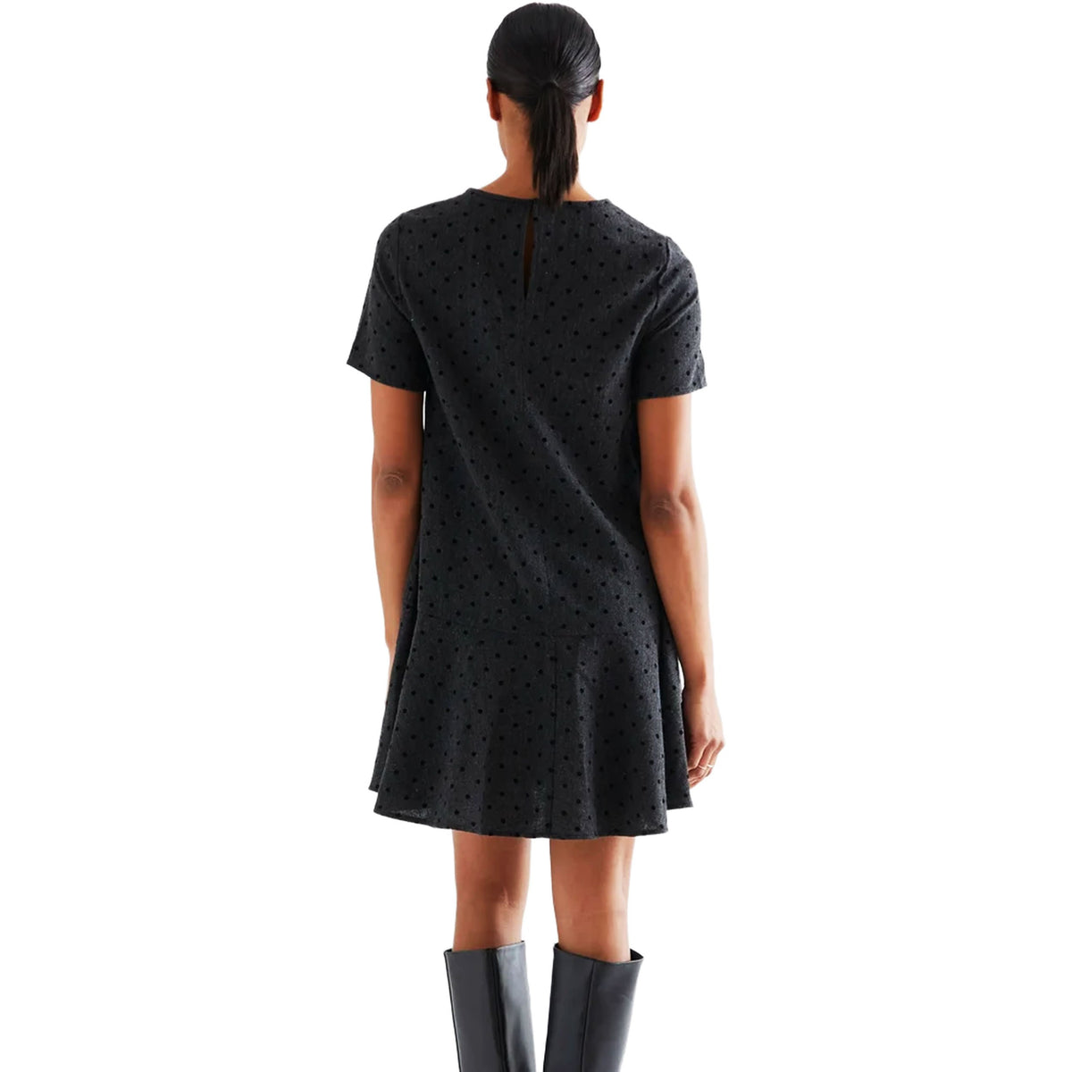 COMPAÑÍA FANTÁSTICA Abito corto in tweed grigio a pois neri