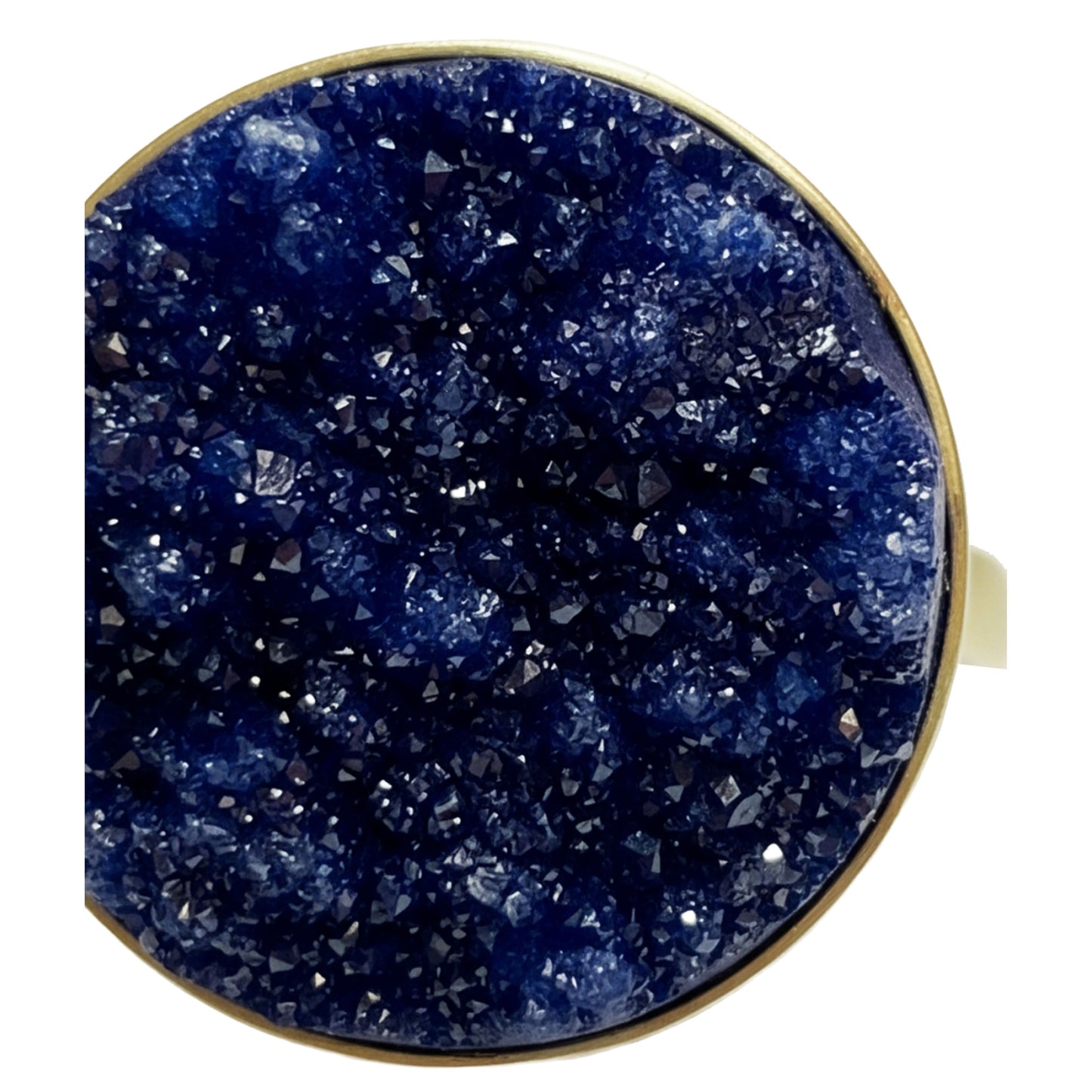 SURKANA Anello tondo, regolabile, con drusa blu notte
