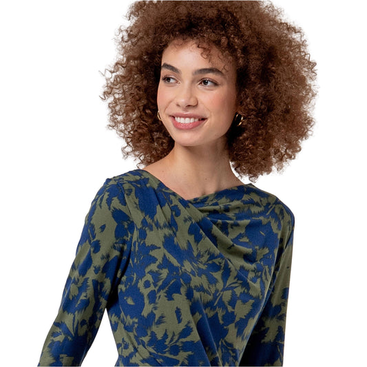 SURKANA T-shirt con Collo Asimmetrico Stampata Blu Navy