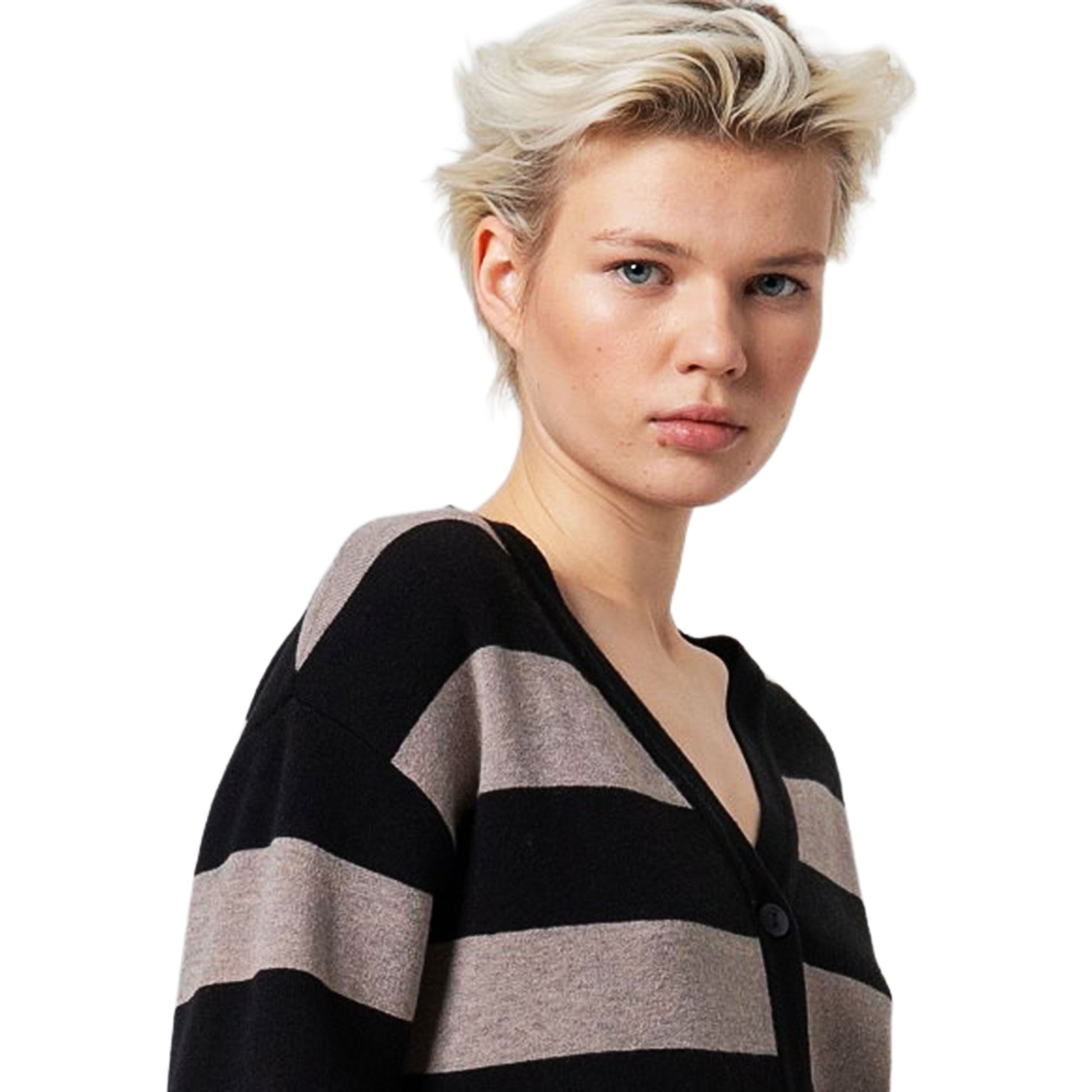 SURKANA - Cardigan corto a righe, con scollo a V-SURKANA-VIALESCARPE