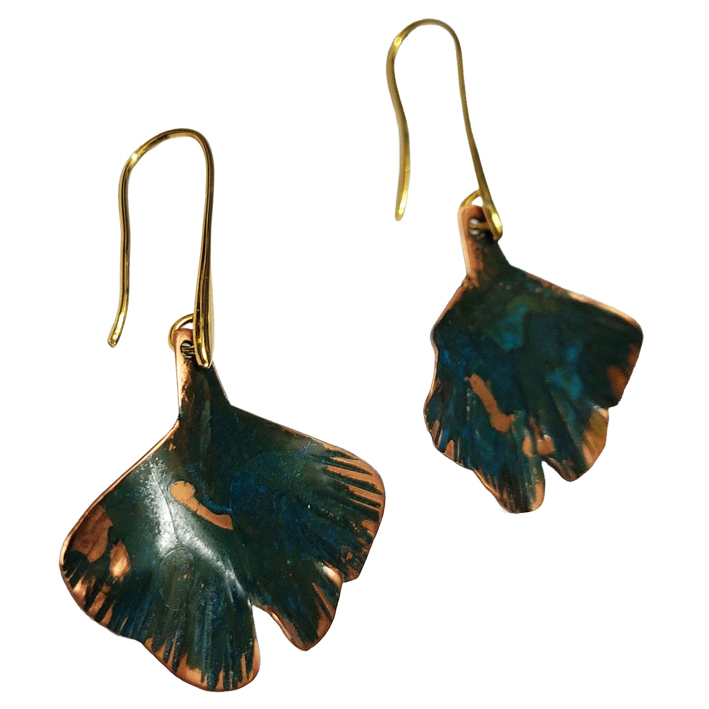 HOIKO Orecchini in rame e ottone foglia di Ginko 02