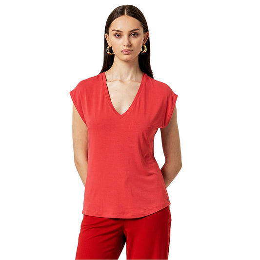 SURKANA T-shirt con collo a V Rosso