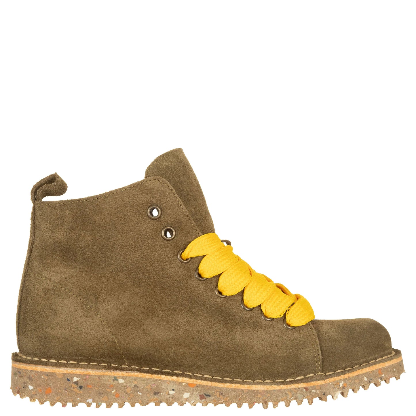 ATXA Boots Scamosciati Kaki con Lacci Gialli-ATXA-VIALESCARPE
