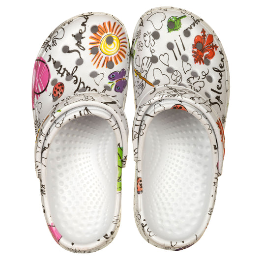 WOZ? Sabot Cheese Donna Bianco con Scritte multicolor