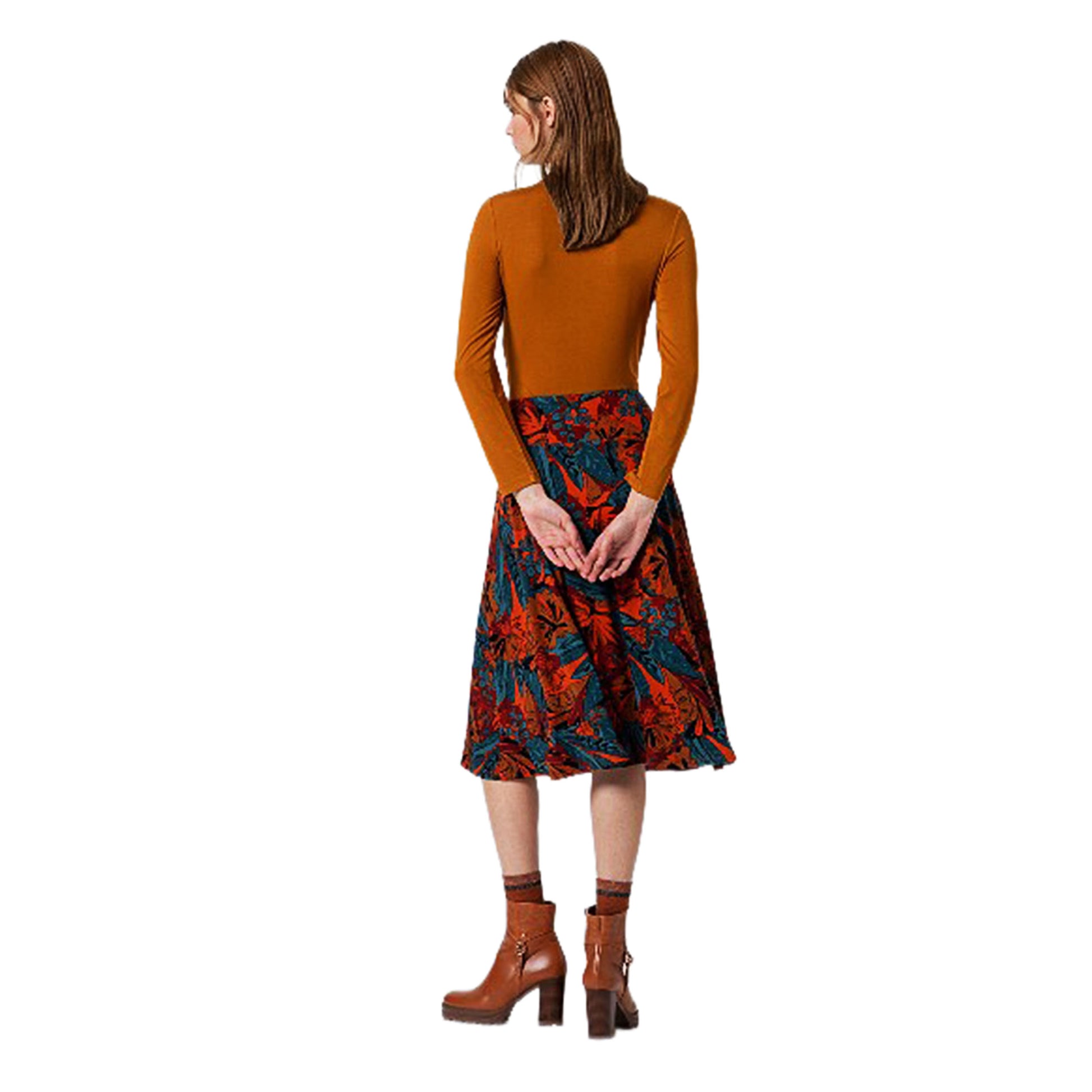 SURKANA - Gonna midi stampata con taglio svasato-SURKANA-VIALESCARPE