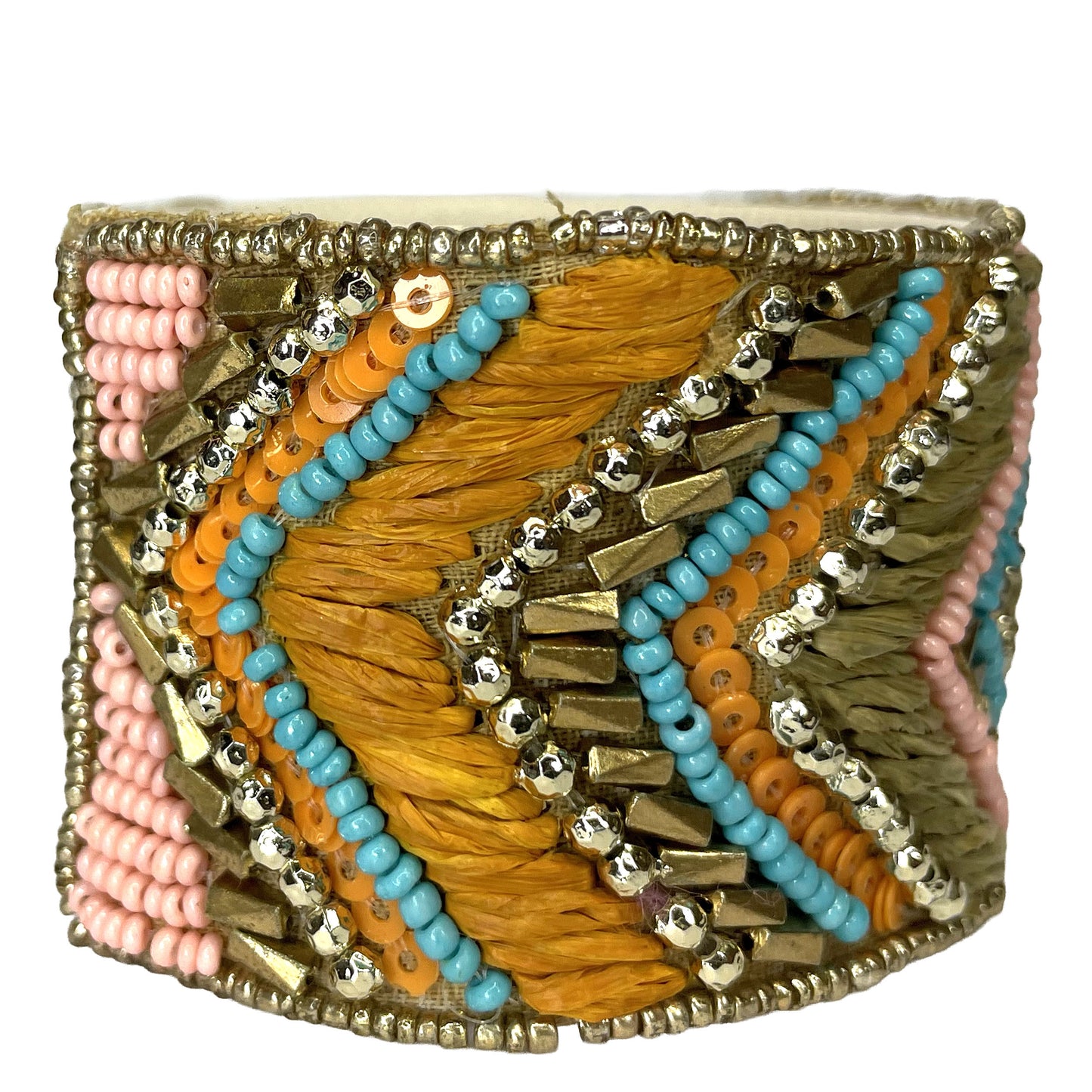 SURKANA Bracciale rigido boho ocra, turchese e sabbia