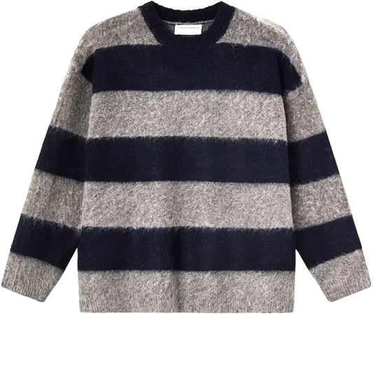 COMPAÑÍA FANTÁSTICA Maglione a righe blu navy e grigio in misto lana