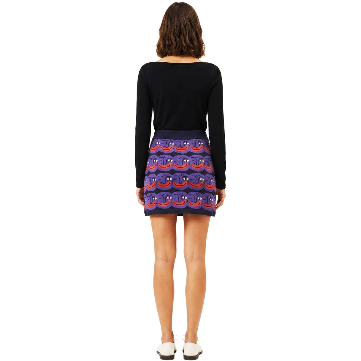 PEPALOVES Gonna Mini in Maglia Faces Multicolor