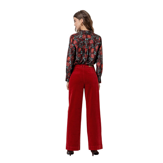 SURKANA Pantalone Wide Leg in Velluto Rosso Inglese-SURKANA-VIALESCARPE