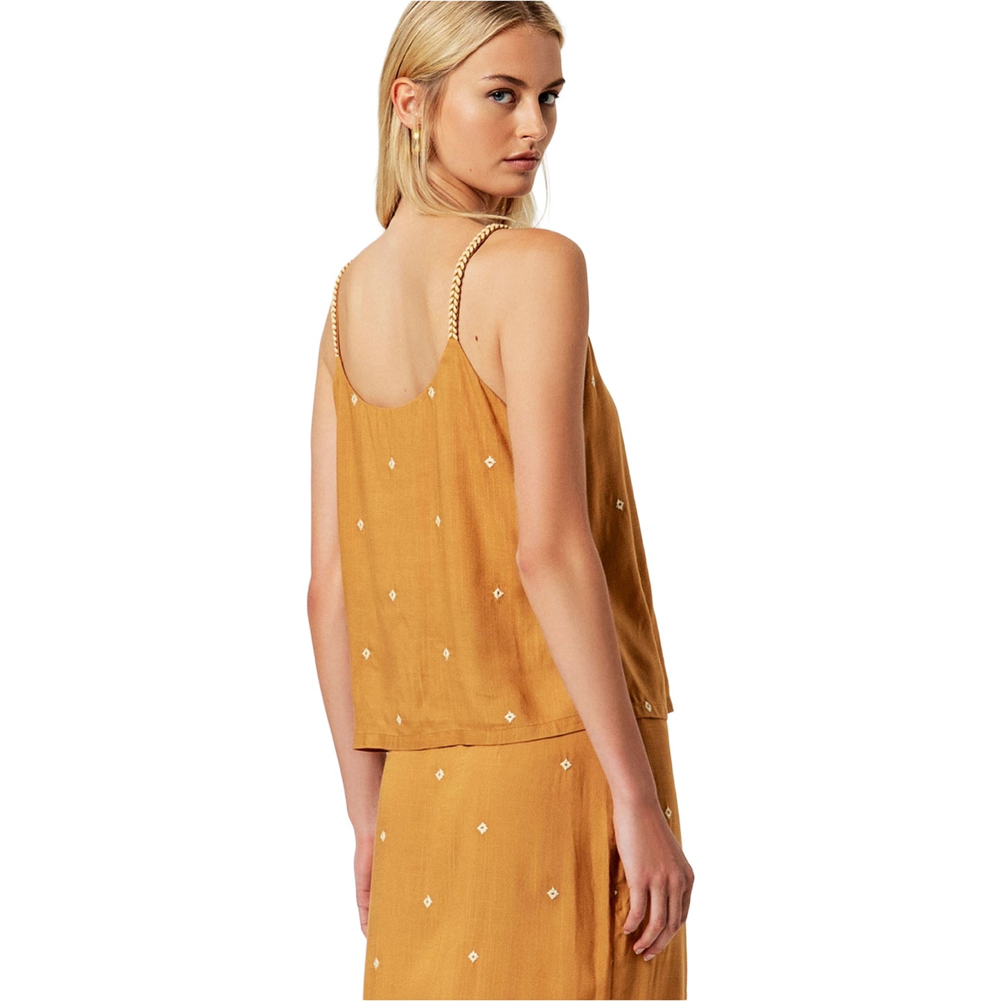 SURKANA Top a spalline Cammello