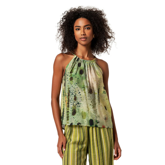 SURKANA Top a spalline con scollo halter Verde