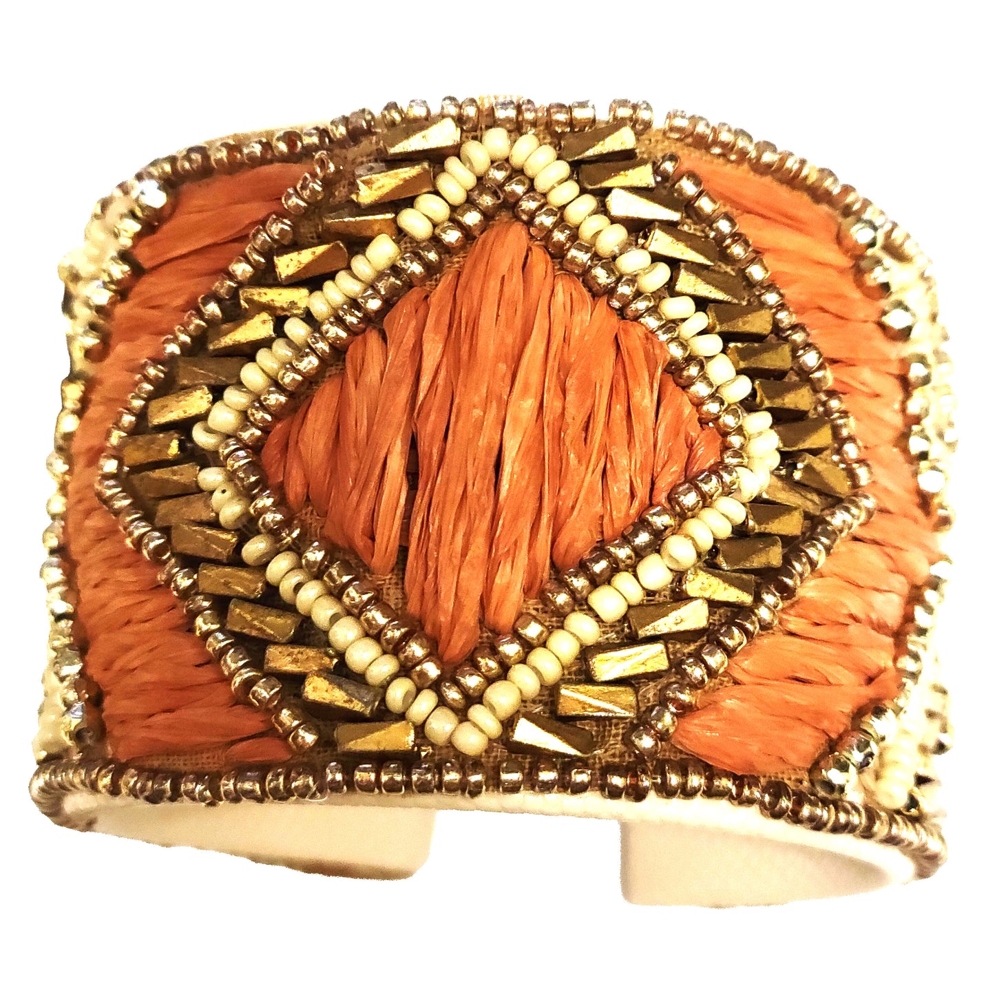 SURKANA Bracciale rigido ricamato nude con perline