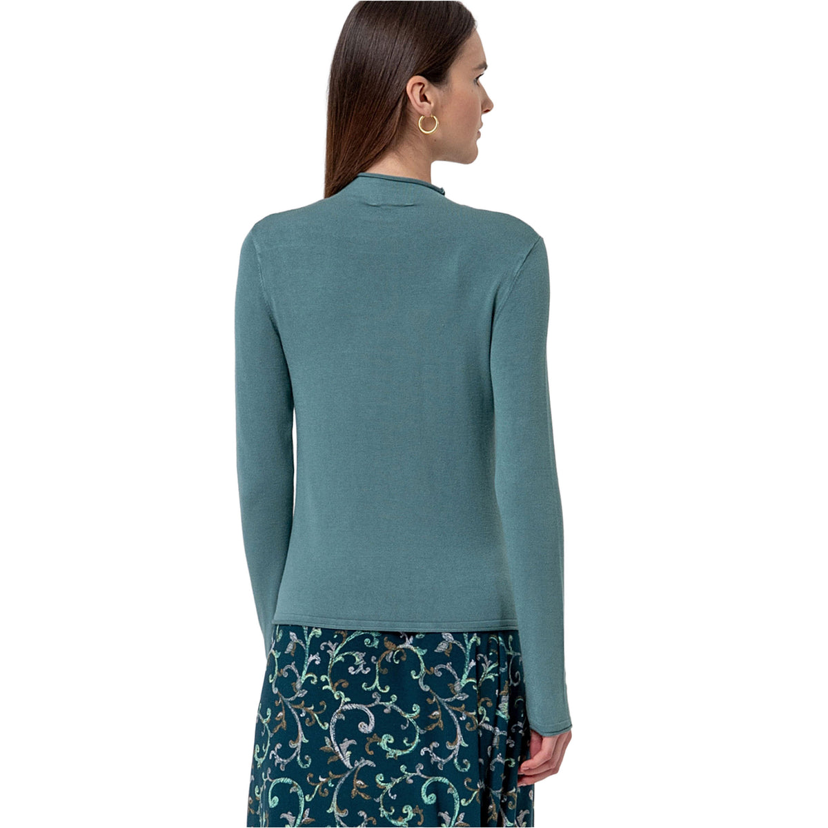 SURKANA Maglione Lupetto in Maglia Fine Verde Polvere