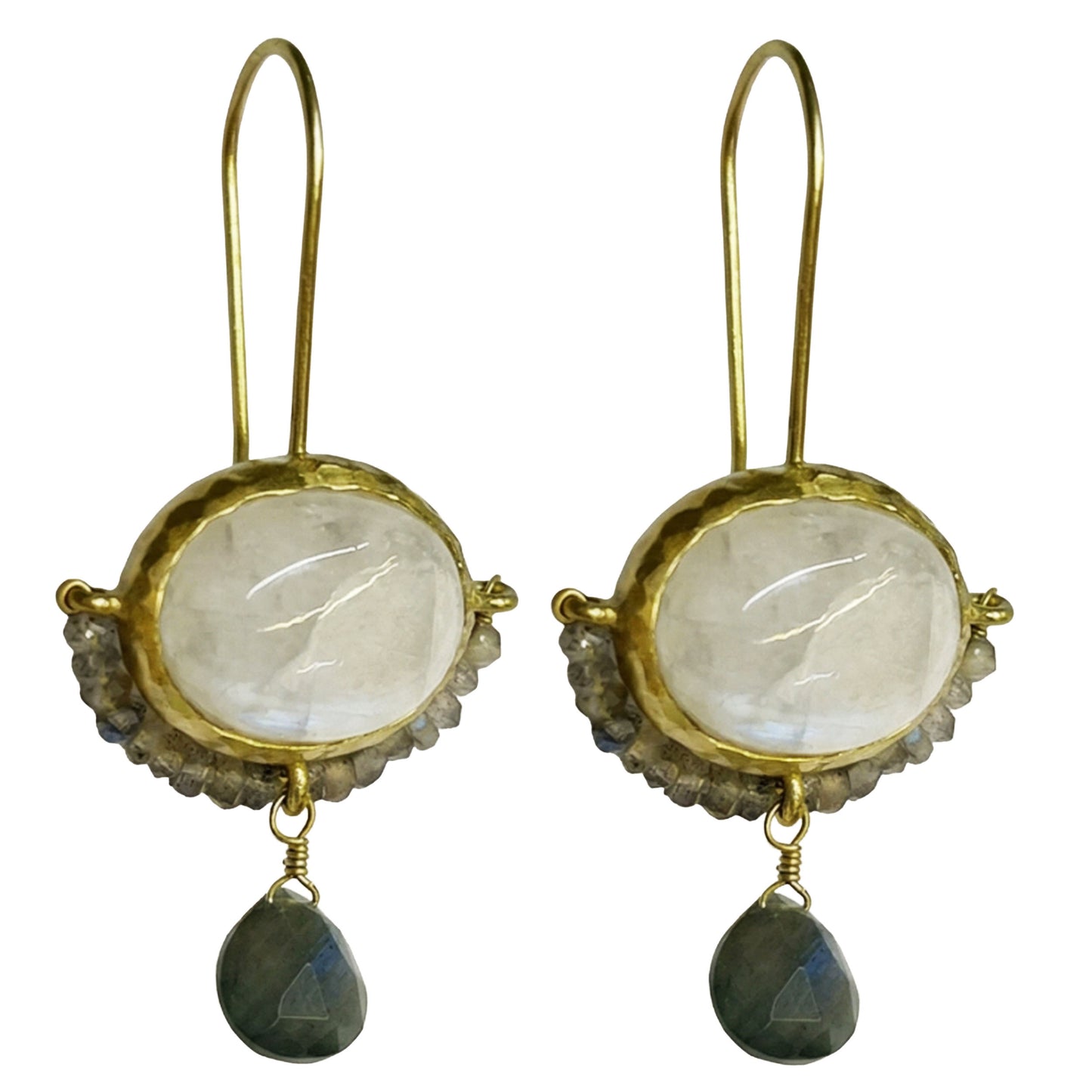 SURKANA Orecchini cameo in Pietra di Luna e Labradorite