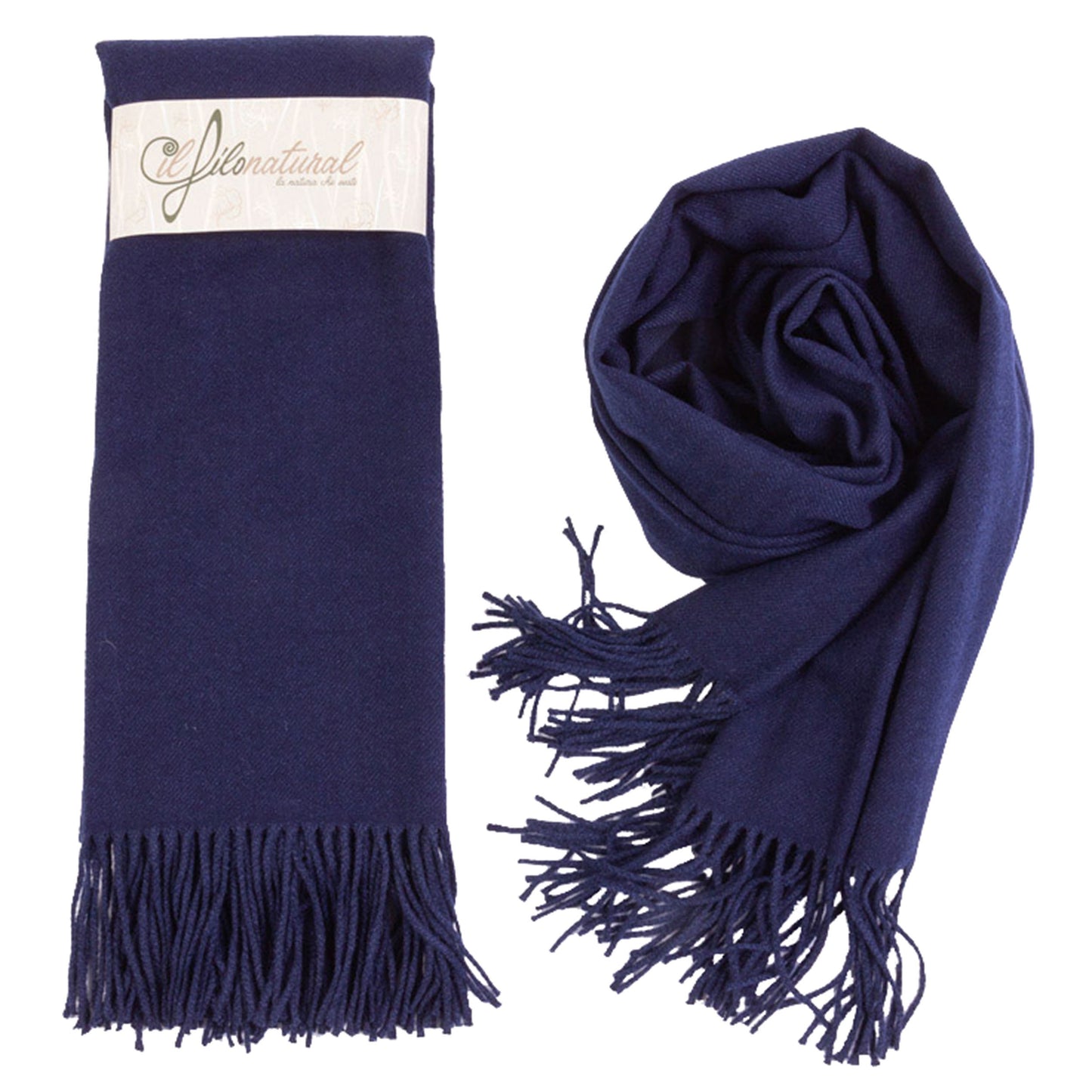 Scialle Pashmina Stola Classica Frange Blu