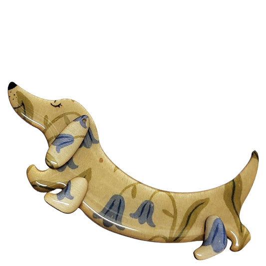 Picà Spilla con Bassotto Beige e Azzurro