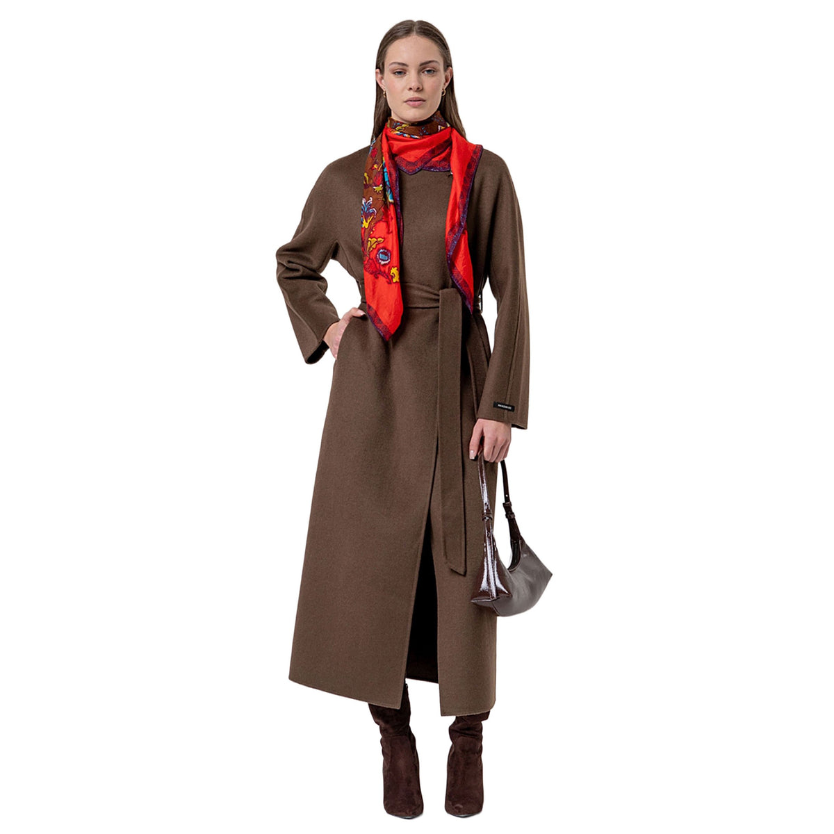 SURKANA Cappotto lungo incrociato Tabacco