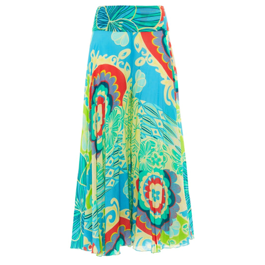 BABA DESIGN - Pantaloni larghi cropped MYSTIC LAGOON