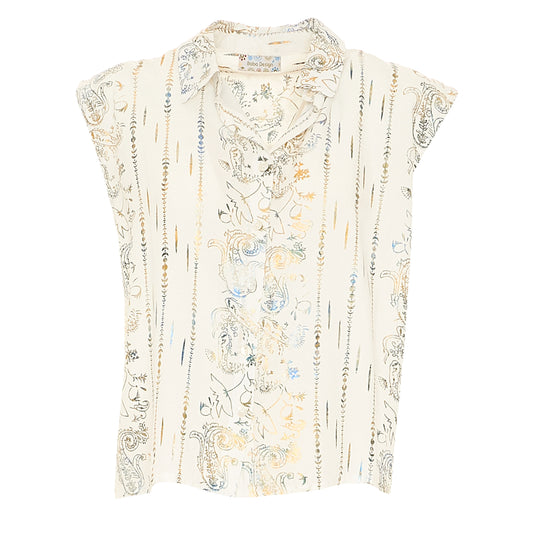 BABA DESIGN Blusa WHITE LUSTER Ecru e oro