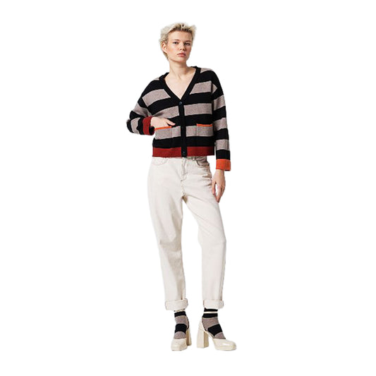 SURKANA - Cardigan corto a righe, con scollo a V-SURKANA-VIALESCARPE