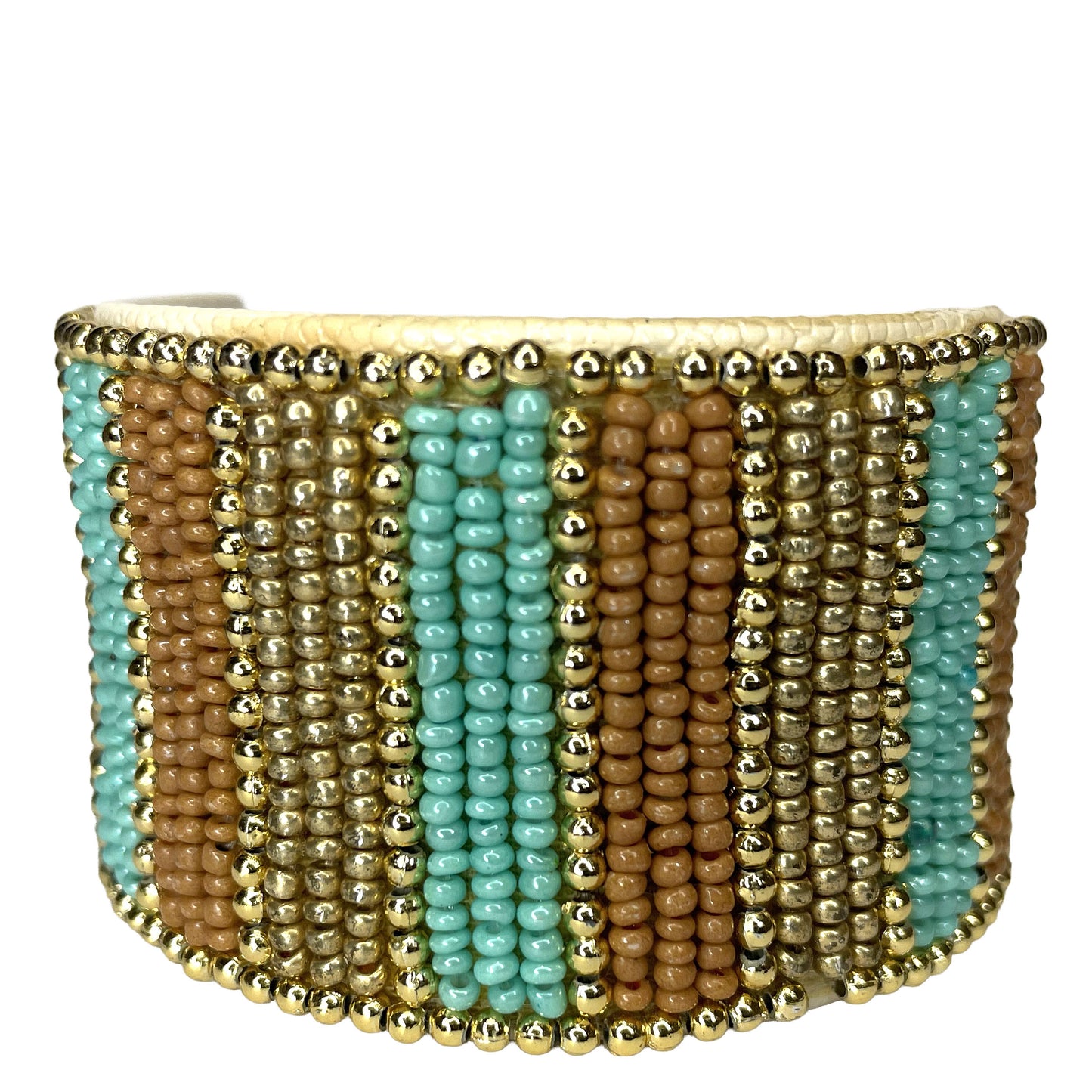 SURKANA Bracciale rigido a righe multicolor turchese e oro