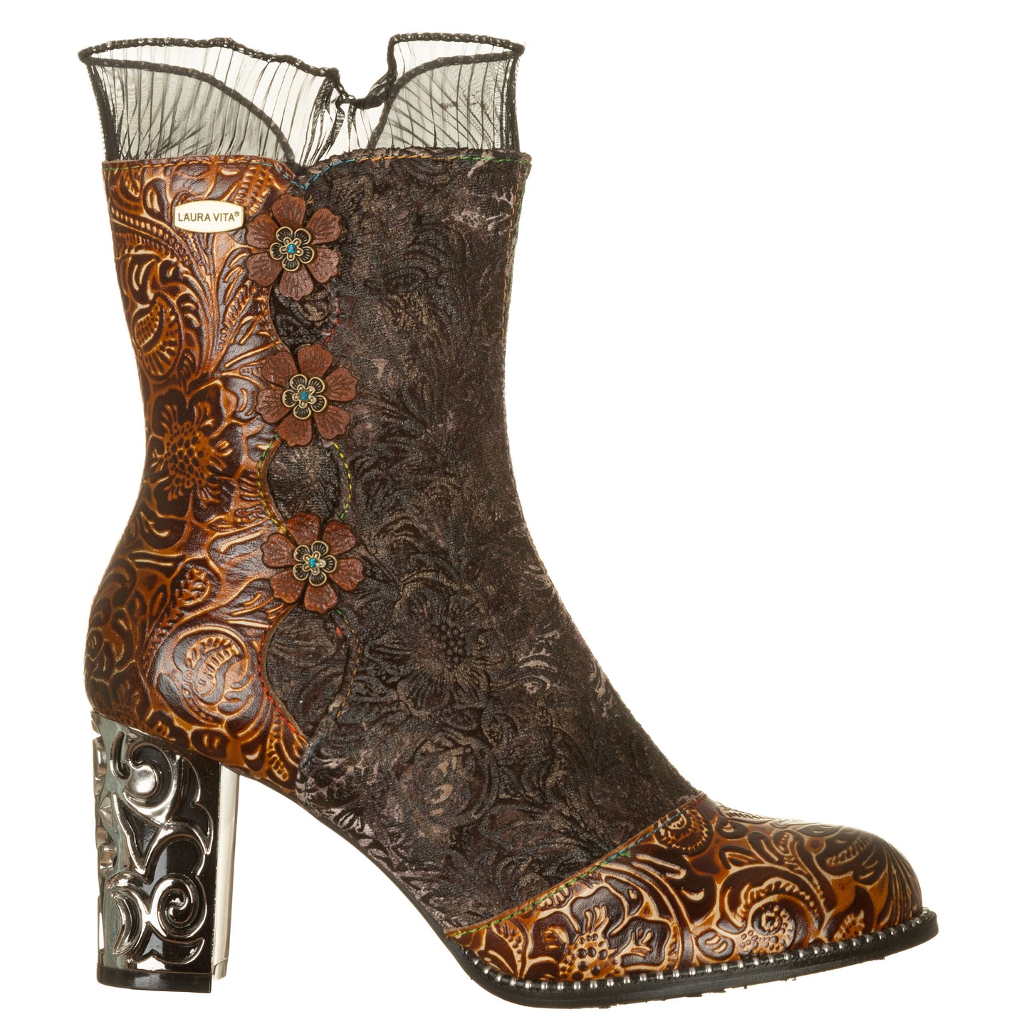 LAURA VITA Stivaletti con tacco lavorato LEDAO48 Vialescarpe